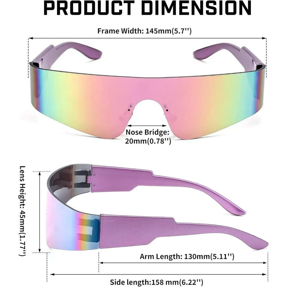 Futuristic Rimless Sunglasses Pink Mirrored UV400 Miorred Shades Women Men